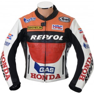 Honda Repsol Gas Replica Leather Biker Armoured Motorcycle Jacket